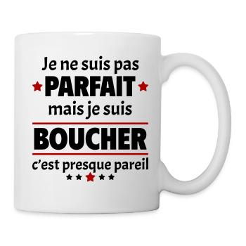 Pas parfait mais boucher, fête des pères, noël - Mug blanc - blanc - Droite