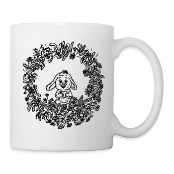 Osterhase im Osterkranz - Tasse - Weiß - Rechts