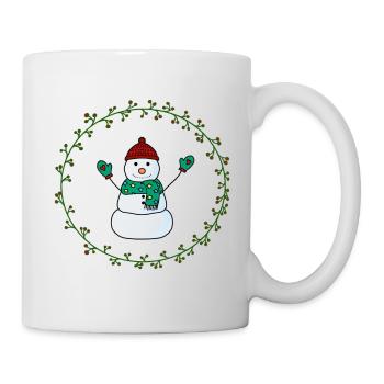 Schneemann - happy winter - Tasse - Weiß - Rechts