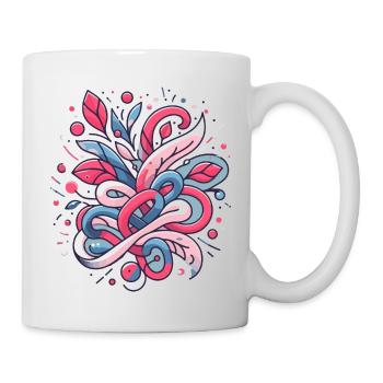 Abstraktes Blumenmuster - Tasse - Weiß - Rechts