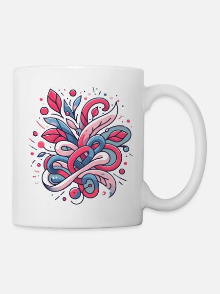 Abstract Floral Pattern - Mug - white