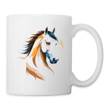 Pferd Vektor Kunst mit lebendiger Farbillustration - Tasse - Weiß - Rechts