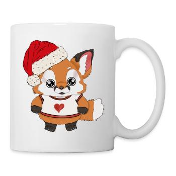 Fuchs Baby mit Weihnachtsmütze - Tasse - Weiß - Rechts