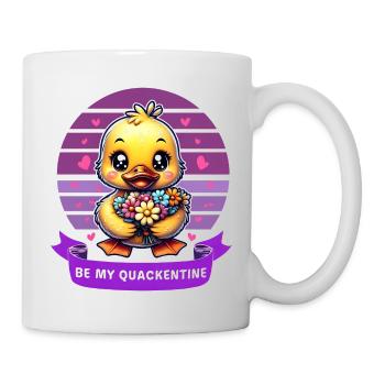 Charming Cartoon Duck Holding Flowers Valentines - Mug - white - Right