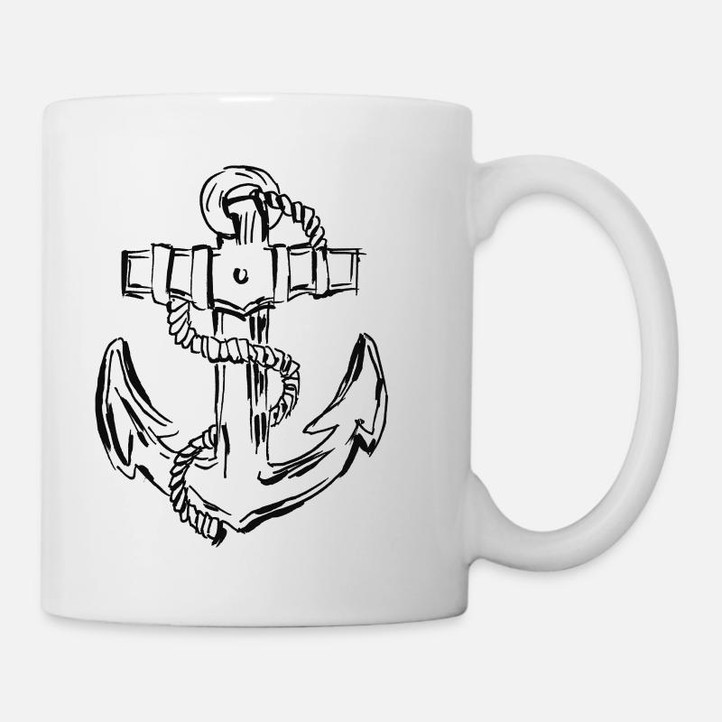 Anker, schwarz - Tasse - Weiß