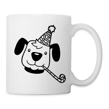 Hund Gesicht Geburtstag Party Hut Feiern Tröte Fun - Tasse - Weiß - Rechts