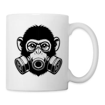 Affen-Gasmaske - Tasse - Weiß - Rechts