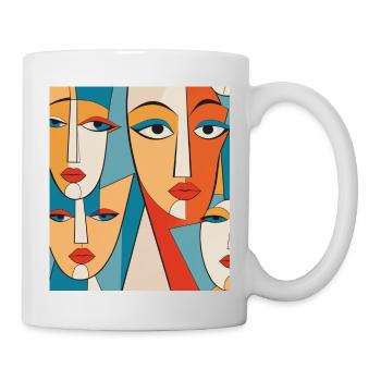 Abstrakte Gesichter - Tasse - Weiß - Rechts