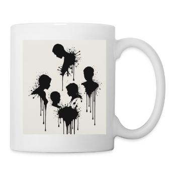 Black silhouettes with a paint splash effect - Mug - white - Right