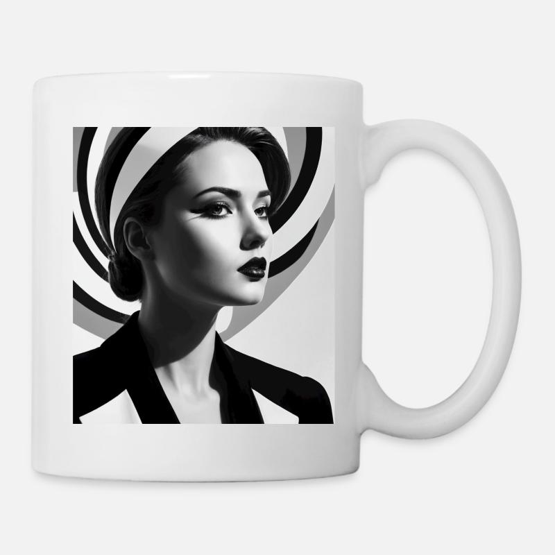 Op-Art-Porträt - Tasse - Weiß