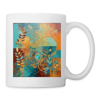 Abstract composition with leaves and circles - Mug - white - Right