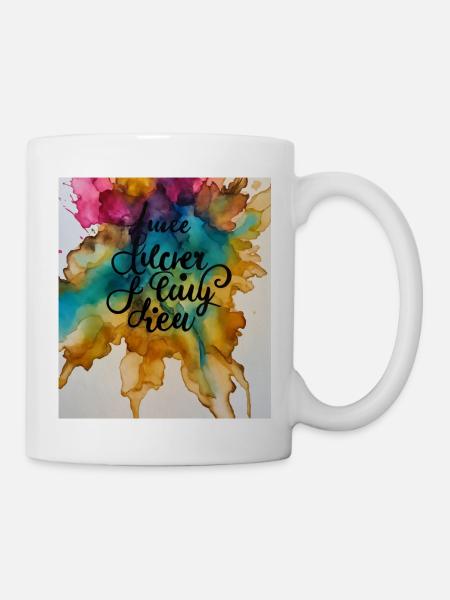 Colorful inscription on a watercolor backgroundColorful inscription on the background - Mug - white