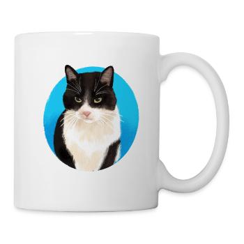 Schwarz-Weiß-Katze - Tasse - Weiß - Rechts
