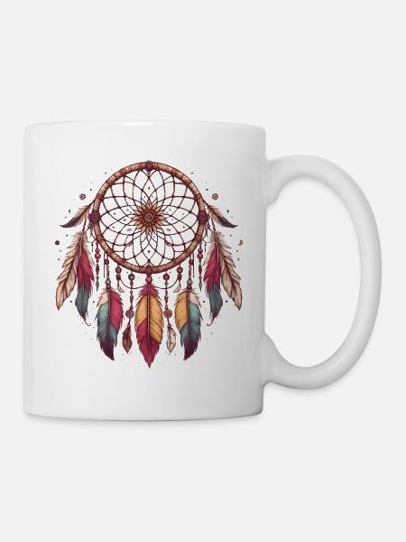 Dreamcatcher Feathers Spiritual Indian Jewelry - Mug - white