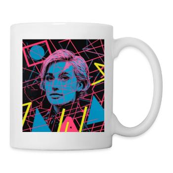 Abstract portrait with neon shapes - Mug - white - Right