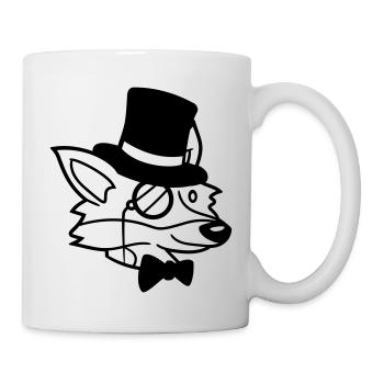Fuchs Rotfuchs Sir Mr. Zylinder Hut Monokel Brille - Tasse - Weiß - Rechts