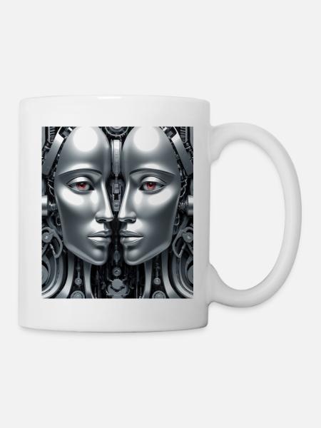 Visage mécanique robotique - Mug blanc - blanc