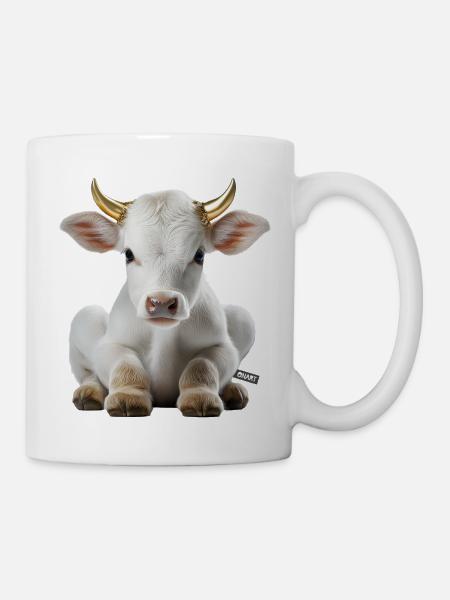 Stier weiß - Tasse - Weiß