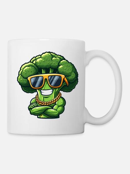 Cooler Brokkoli Sonnenbrille Gangster Gemüse - Tasse - Weiß