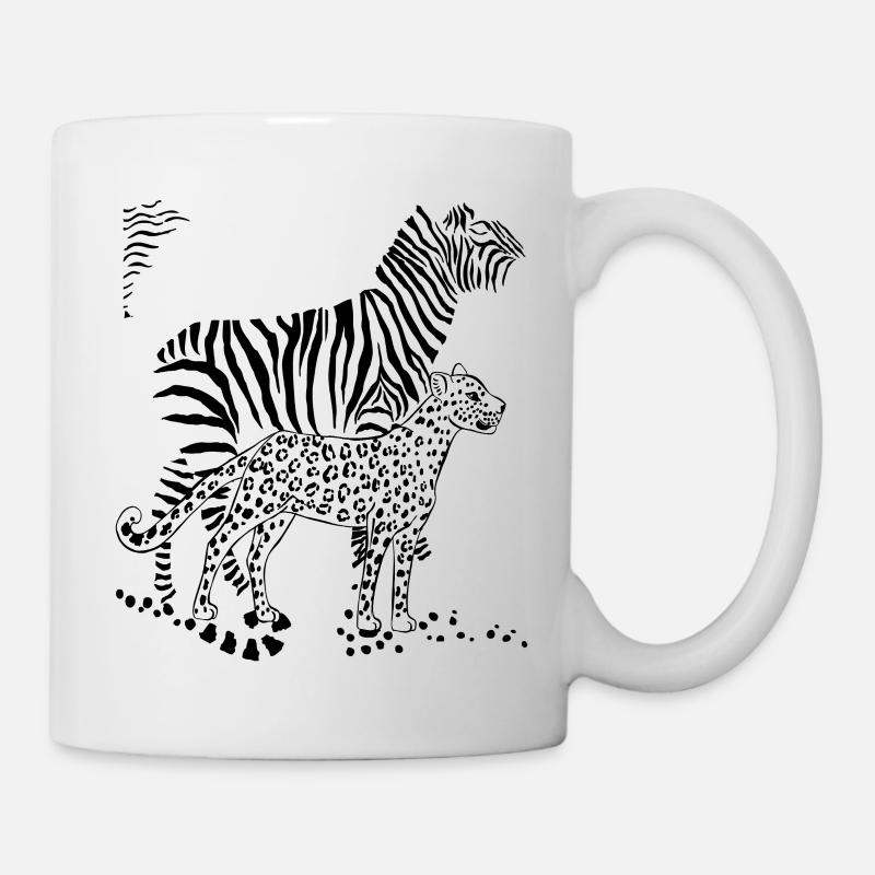 Leopard und Zebra - Tasse - Weiß