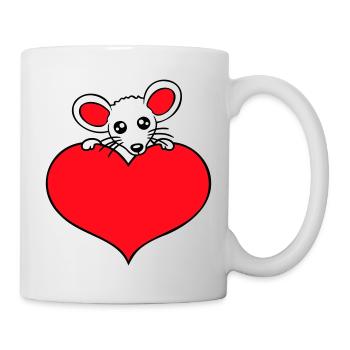 Maus Herz Liebe Symbol Lieblingstier Haustier Süß - Tasse - Weiß - Rechts