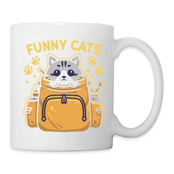 Funny with a cat looking regal in the backpack - Mug - white - Right