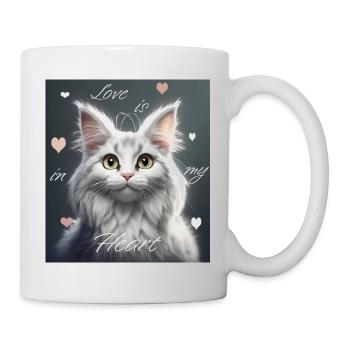 L’amour des chats – l’amour est dans mon cœur - Mug blanc - blanc - Droite