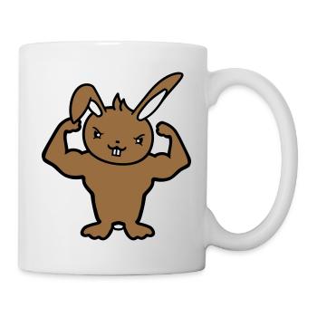 Bunny Bodybuilder Gym Muscles Strong Fitness Biceps - Mug - white - Right