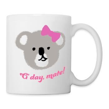Koala Mignon en Dessin à la Main Design G'day Mate - Mug blanc - blanc - Droite