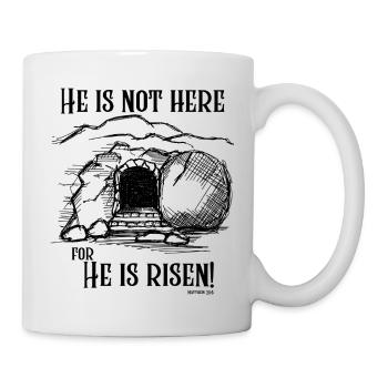 He Is Not Here - Black Text - Mug - white - Right