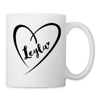 Leyla Name Vorname im Herzrahmen - Tasse - Weiß - Rechts