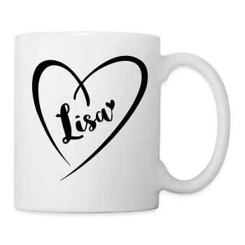 Lisa nom prénom dans le cadre du cœur - Mug blanc - blanc - Droite