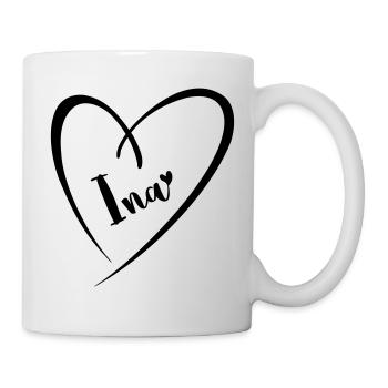 Ina Name Vorname im Herzrahmen - Tasse - Weiß - Rechts