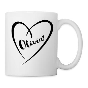 Olivia surname first name in heart frame - Mug - white - Right