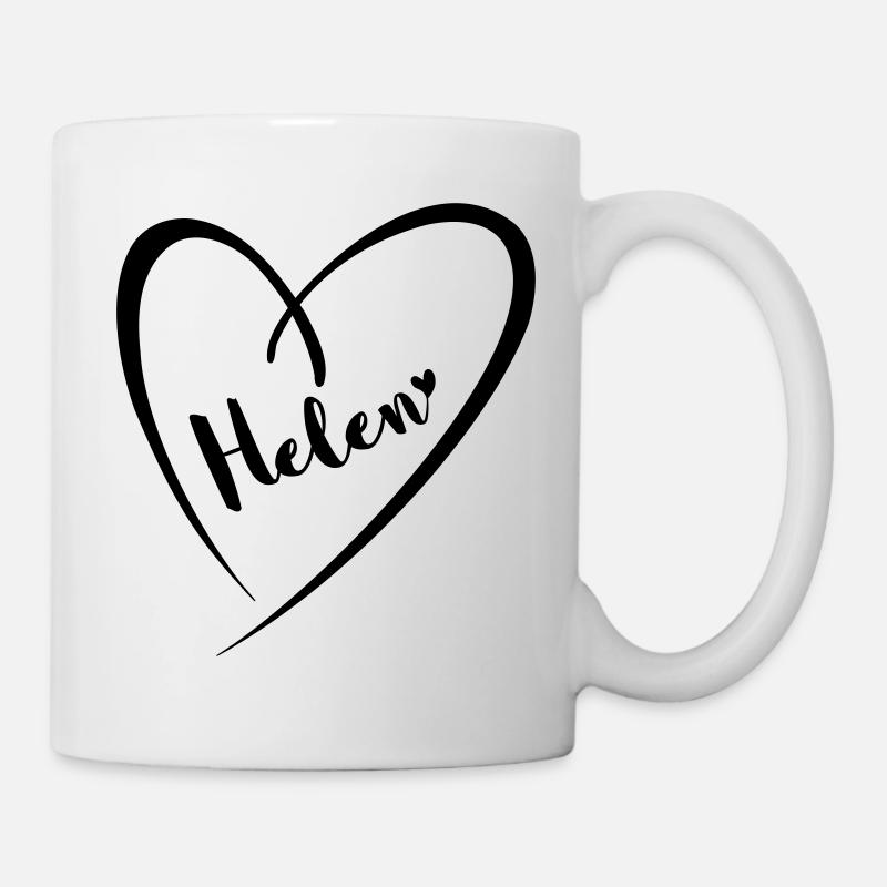 Hélène nom prénom dans le cadre du cœur - Mug blanc - blanc