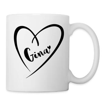 Gina Name Vorname im Herzrahmen - Tasse - Weiß - Rechts