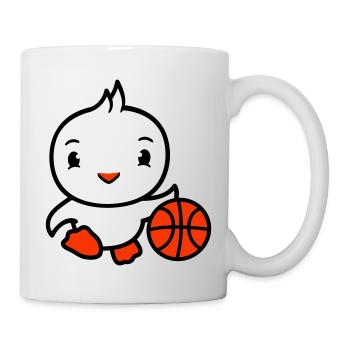 Vogel Basketball spielen Spaß Ball Sport dribbeln - Tasse - Weiß - Rechts