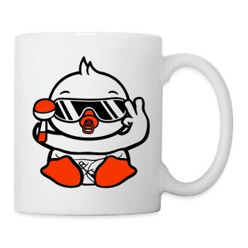 Vogel Baby Kind Rassel Windel Sonnenbrille Peace - Tasse - Weiß - Rechts