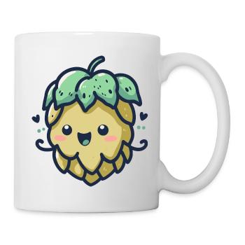 Happy Hop Buddy - Mascotte mignonne de brassage de bière - Mug blanc - blanc - Droite