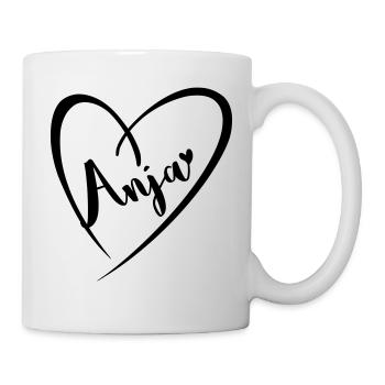 Anja Name Vorname im Herzrahmen - Tasse - Weiß - Rechts