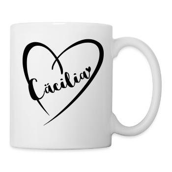 Cäcilia Last name First name in heart frame - Mug - white - Right