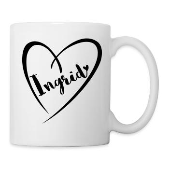Ingrid Name Vorname im Herzrahmen - Tasse - Weiß - Rechts