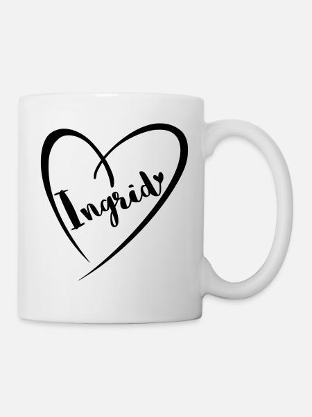 Ingrid Name Vorname im Herzrahmen - Tasse - Weiß