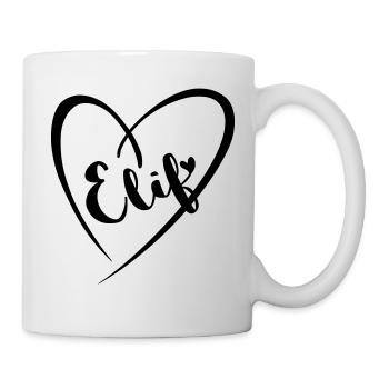 Elif Nom Prénom dans le cadre du coeur - Mug blanc - blanc - Droite