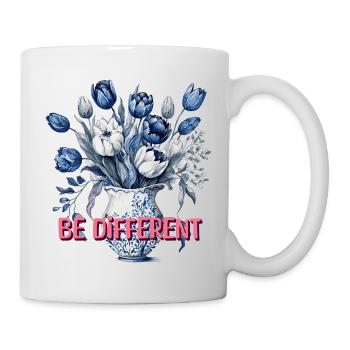 Be Different – Blue Tulips & Positivity - Mug - white - Right