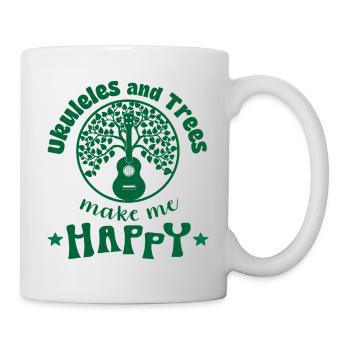 Les ukulélés et les arbres me rendent heureux vert - Mug blanc - blanc - Droite