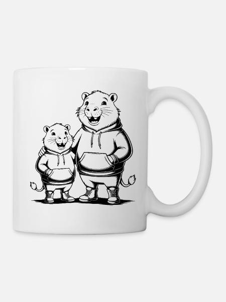 Capybara Paar Wasserschwein - Zwei coole Capybaras - Tasse - Weiß