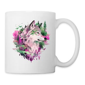 Wolf Wolf's Head Forest Nature Mountains Wilderness Colorful - Mug - white - Right