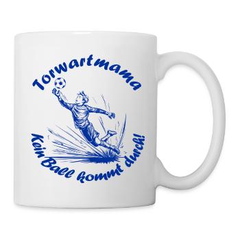 Torwart Mama - blau - Tasse - Weiß - Rechts