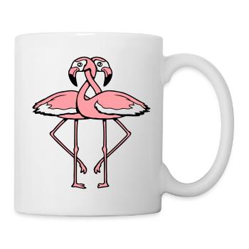 Flamingo couple in love two friends team love - Mug - white - Right